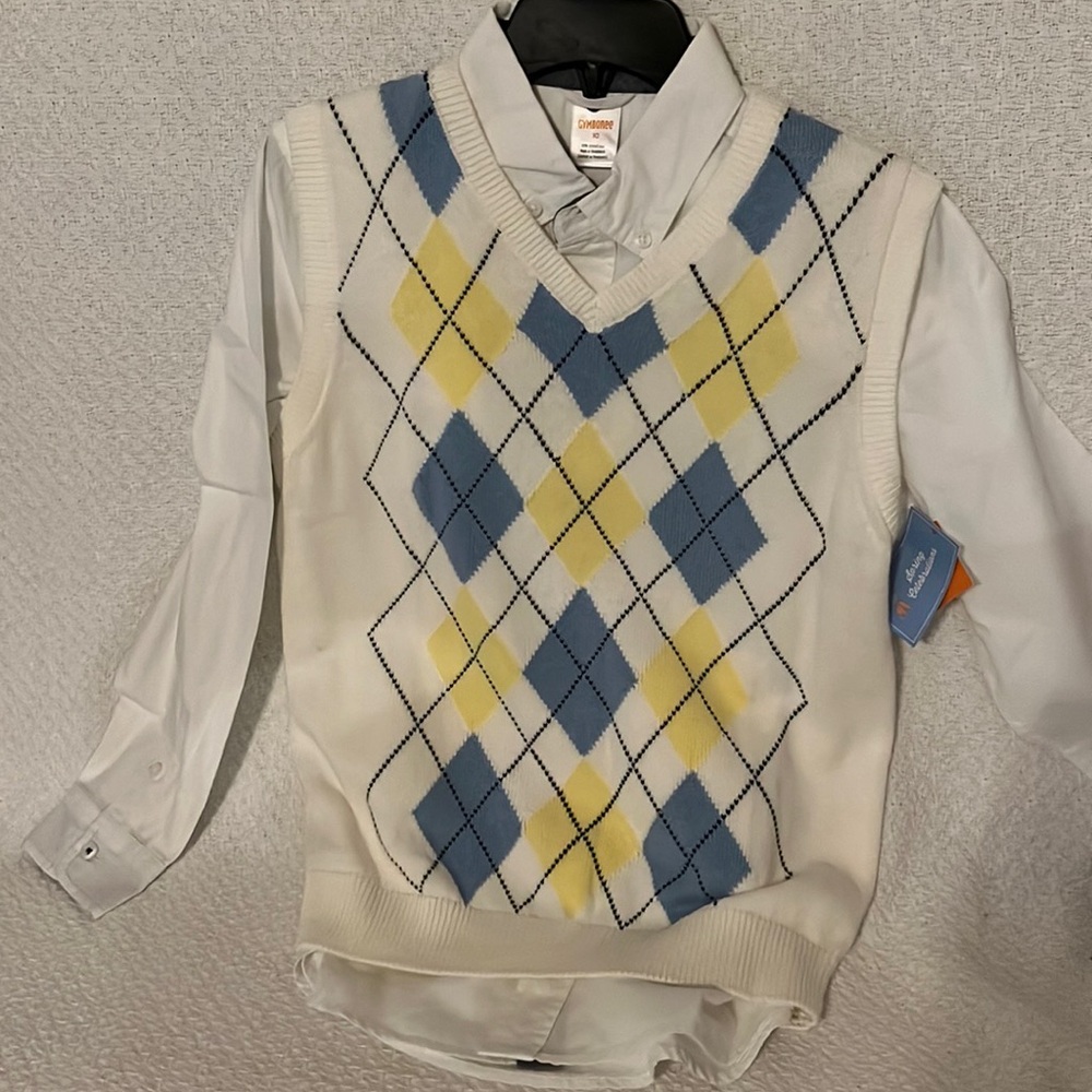 Gymboree boys vest and Gymboree boys white shirt